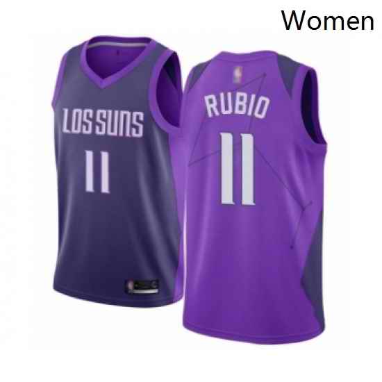 Womens Phoenix Suns 11 Ricky Rubio Swingman Purple Basketball Jersey City Edition